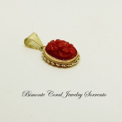 "Flowers"Red Coral Pendant