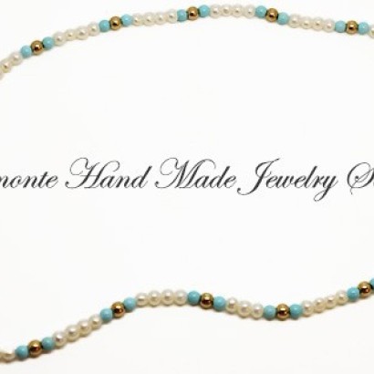 "Mare"Turquoise And Pearls Necklace