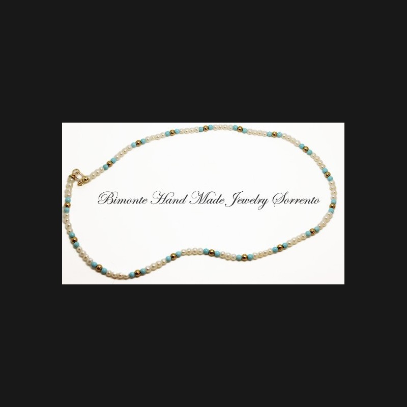 "Mare"Turquoise And Pearls Necklace