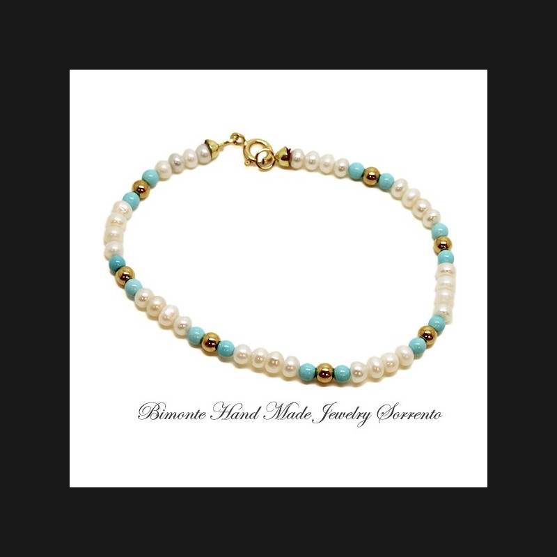 "Mare"Turquoise And Pearls Necklace