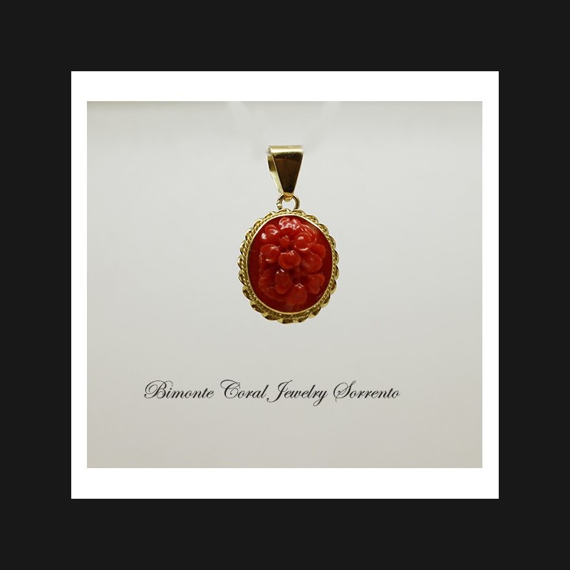 "Flowers"Red Coral Pendant