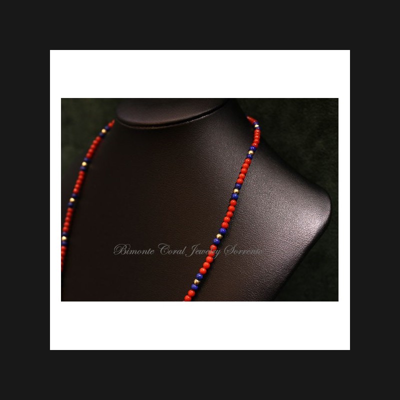 "Marina" Coral and Lapis Necklace
