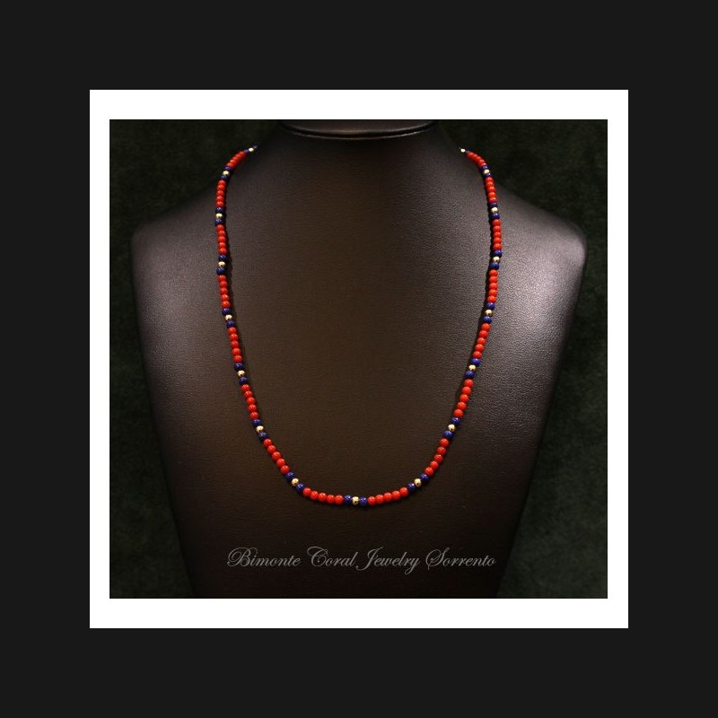 "Marina" Coral and Lapis Necklace