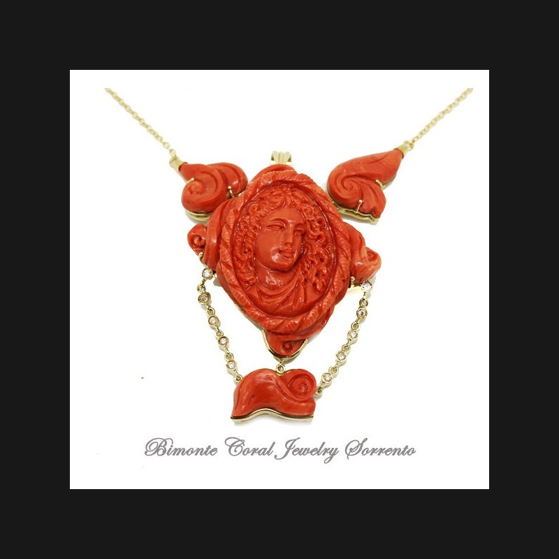 "Sofia" Coral Necklace, Pendant and Brooch