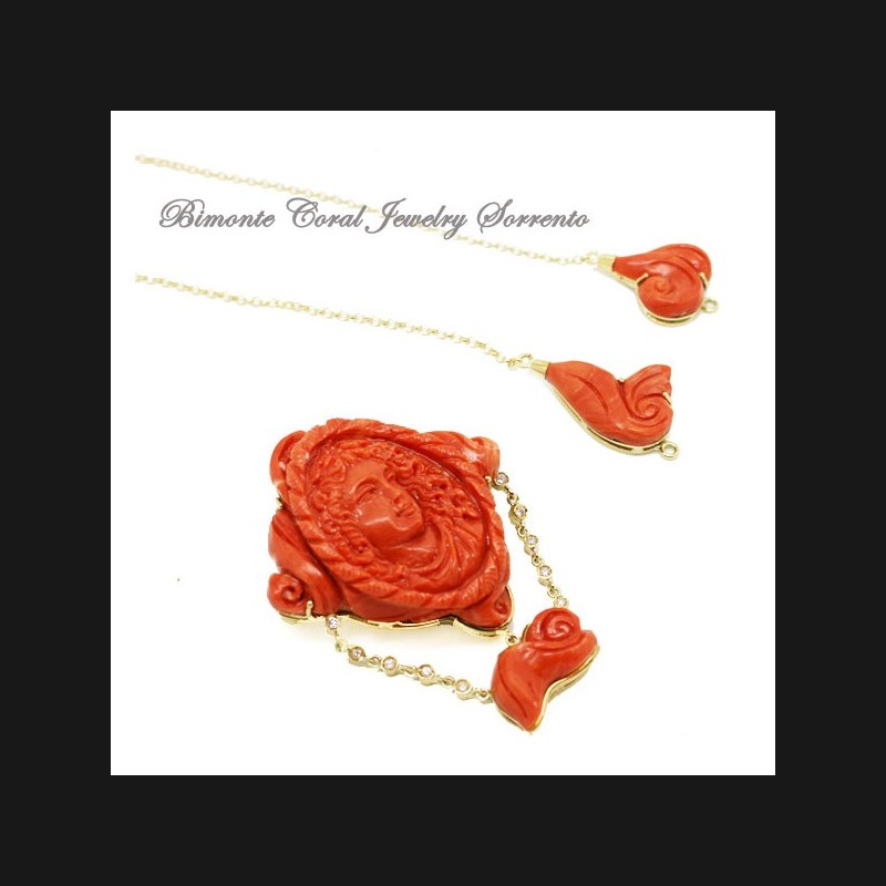 "Sofia" Coral Necklace, Pendant and Brooch