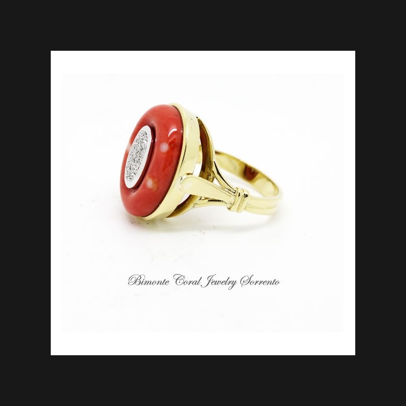 "Corona" Coral and Diamonds Ring