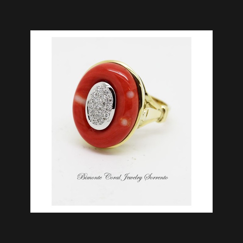 "Corona" Coral and Diamonds Ring