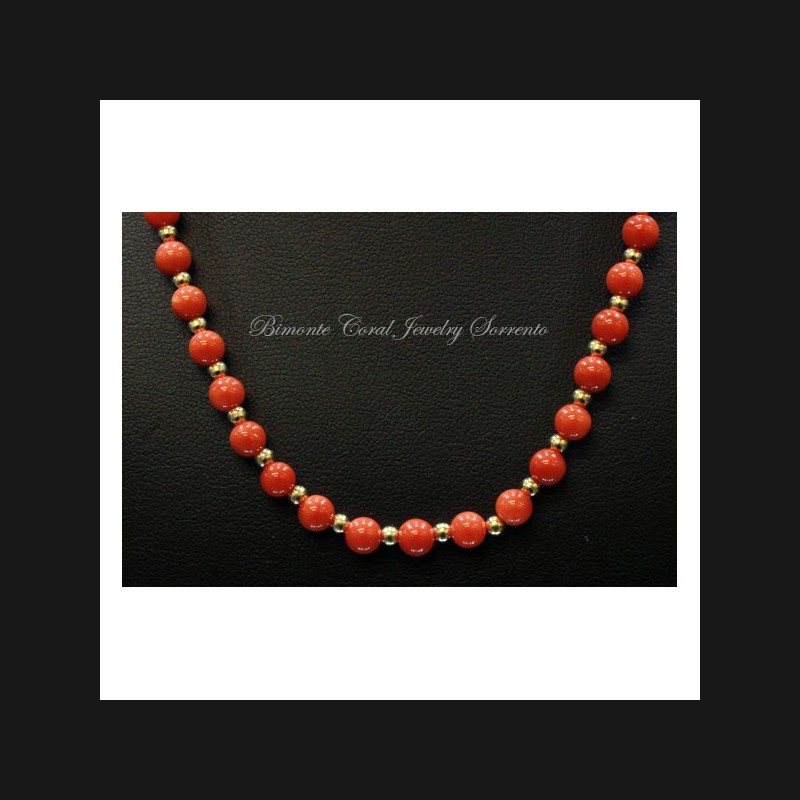 "Red and Gold" Coral Necklace