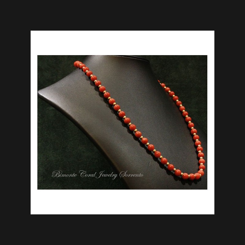 "Red and Gold" Coral Necklace