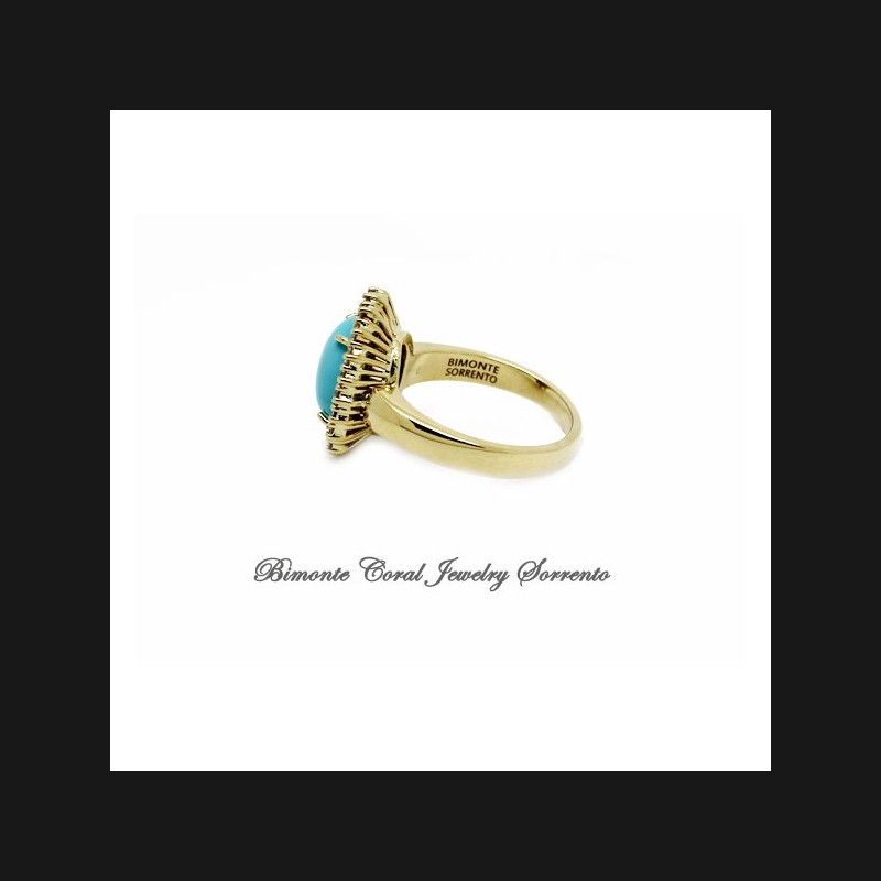 "Sky" Turquoise and Diamonds Ring