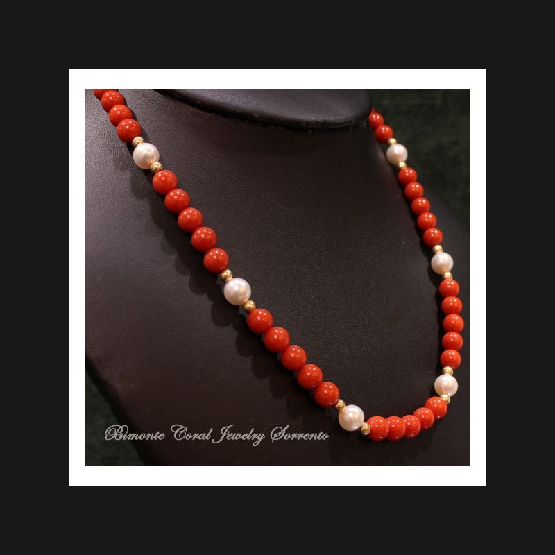 "Dalmare" Coral and Pearls Necklace