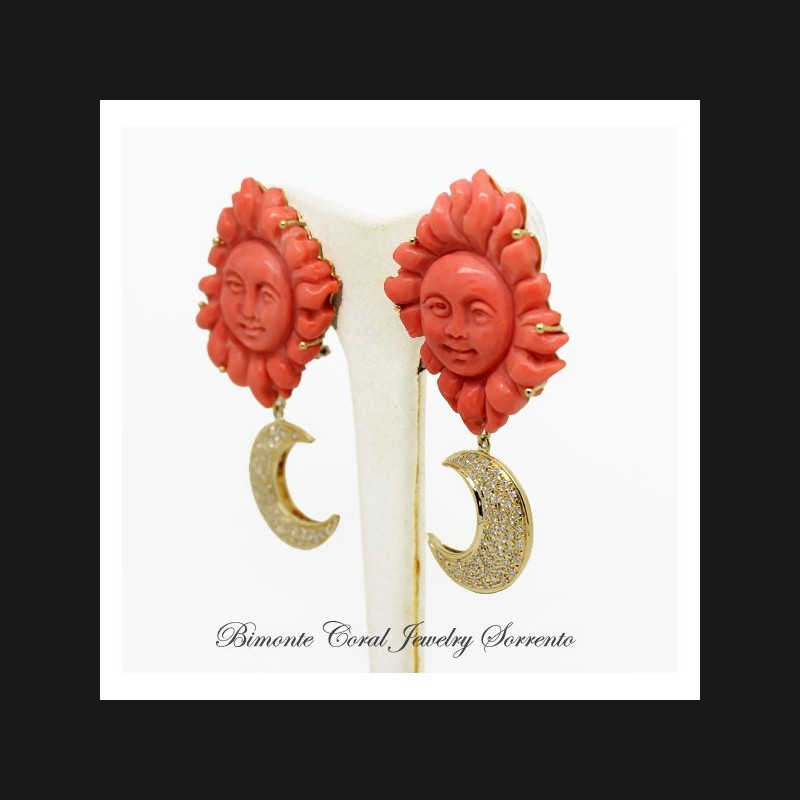 "Sun and Moon" Coral Earrings