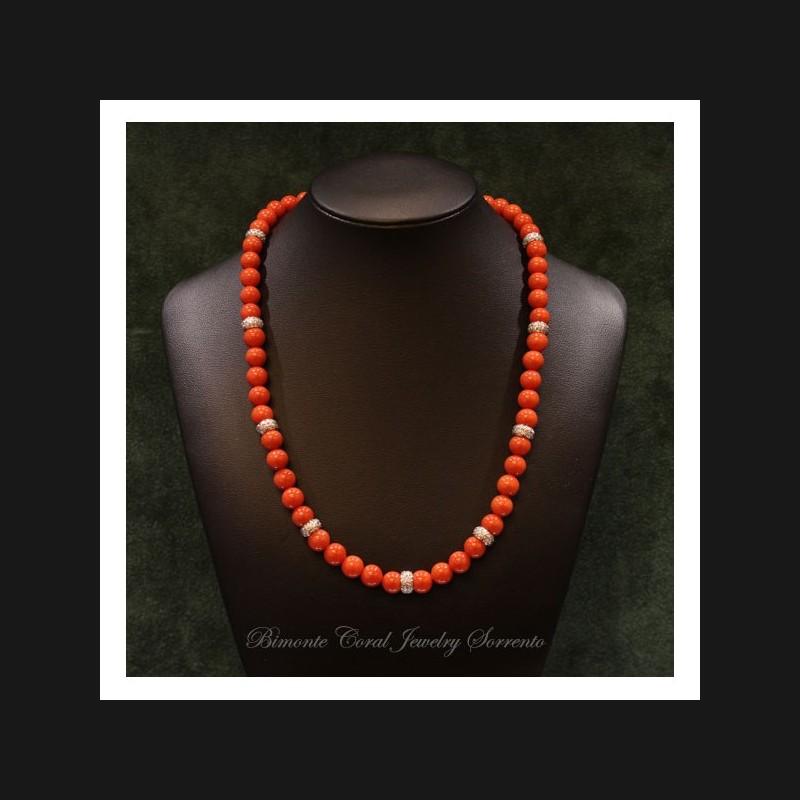 "Gorica" Coral and Diamonds Necklace