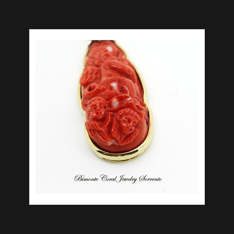 "Eros, Anteros and Niseros" Carved Coral Necklace