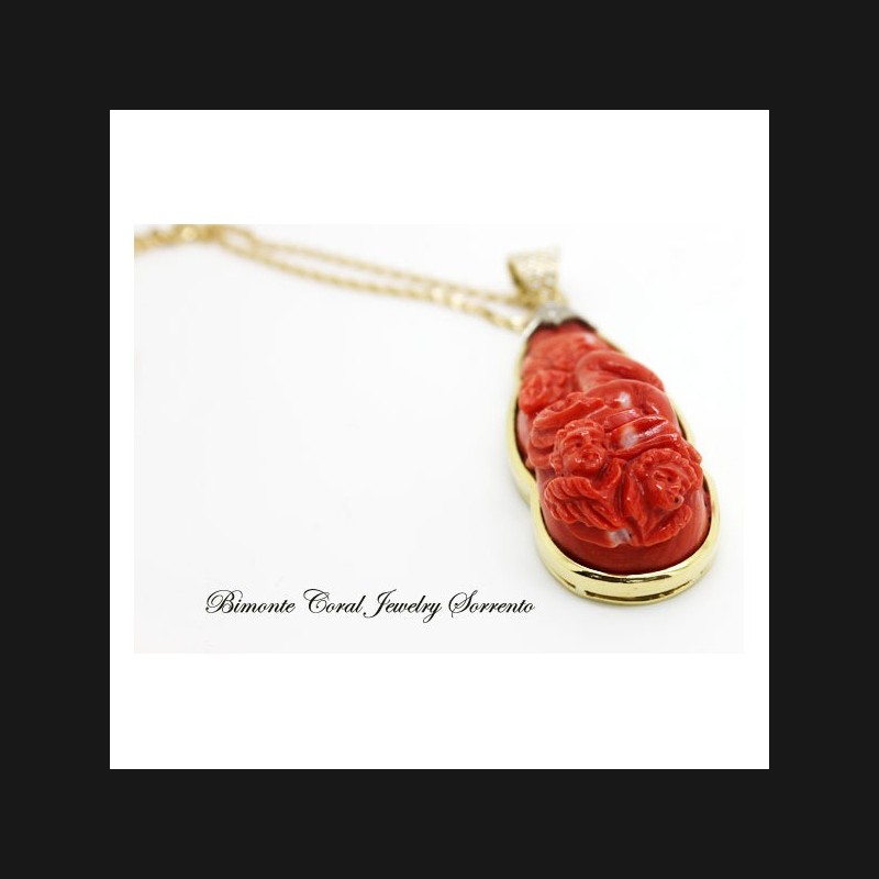 "Eros, Anteros and Niseros" Carved Coral Necklace