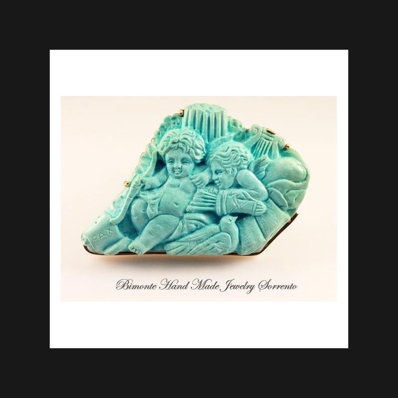 "Pace e Amore" Torquoise Stone Brooch
