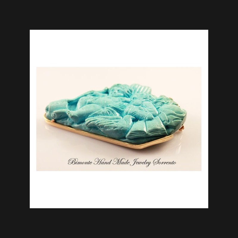 "Pace e Amore" Torquoise Stone Brooch