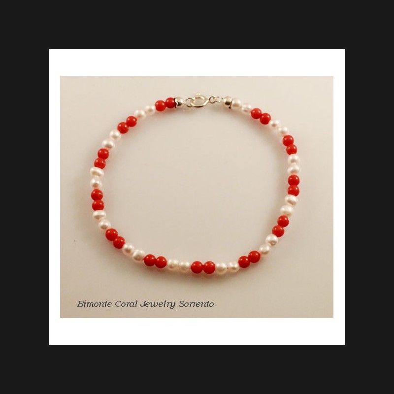 Coral and Pearls Bracelet