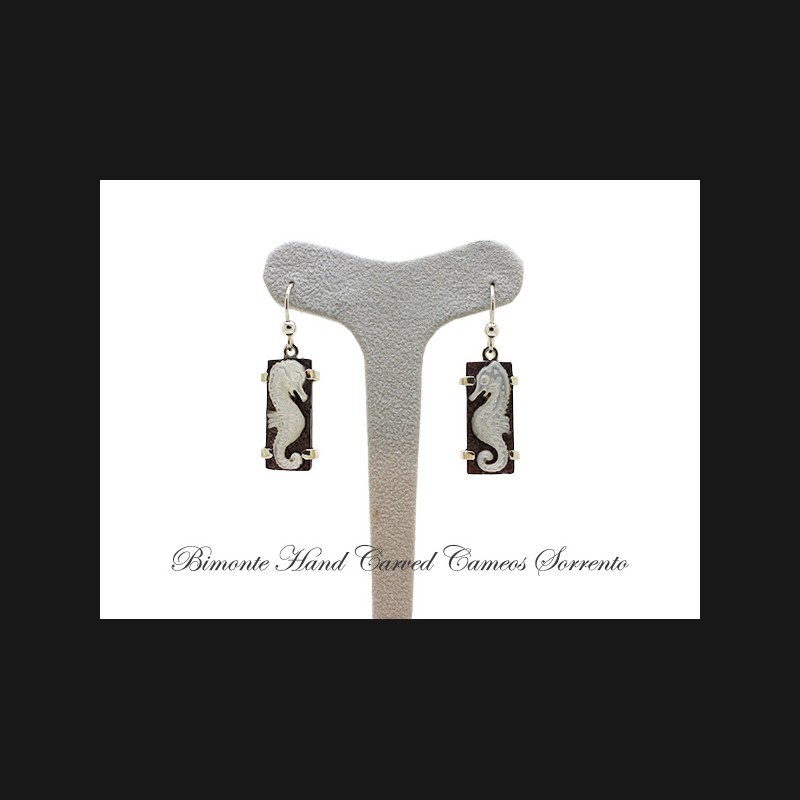 ''Seahorse'' Cameo Earrings