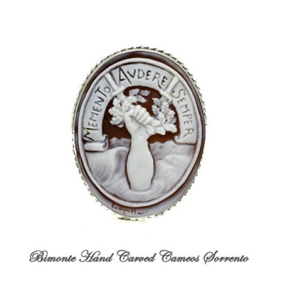 "Memento Audere Semper" Cameo Brooch and Pendant