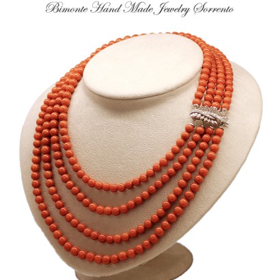 ''Liberty'' Four Strands Coral Necklace