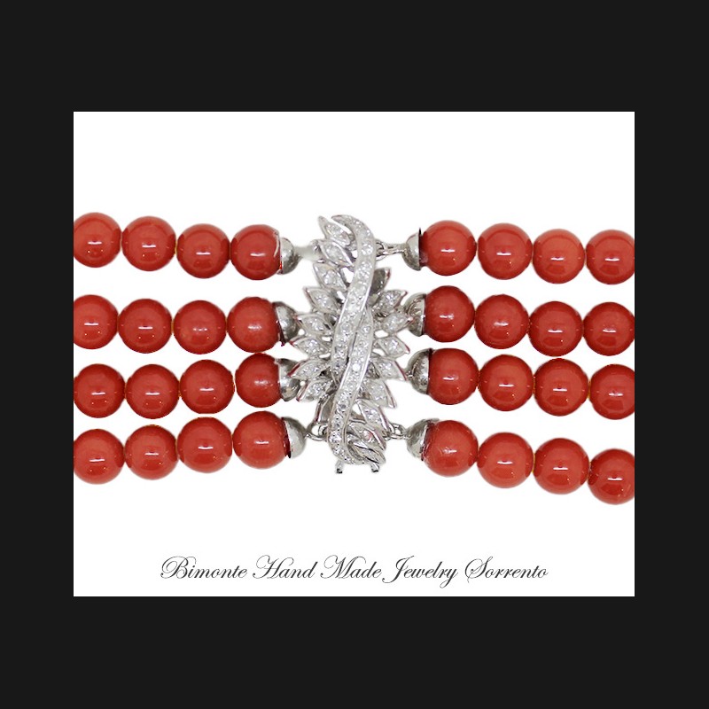 ''Liberty'' Four Strands Coral Necklace