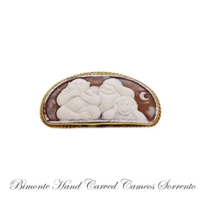 ''Three Wise Monkeys'' Cameo Pendant