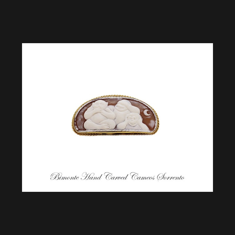 ''Three Wise Monkeys'' Cameo Pendant