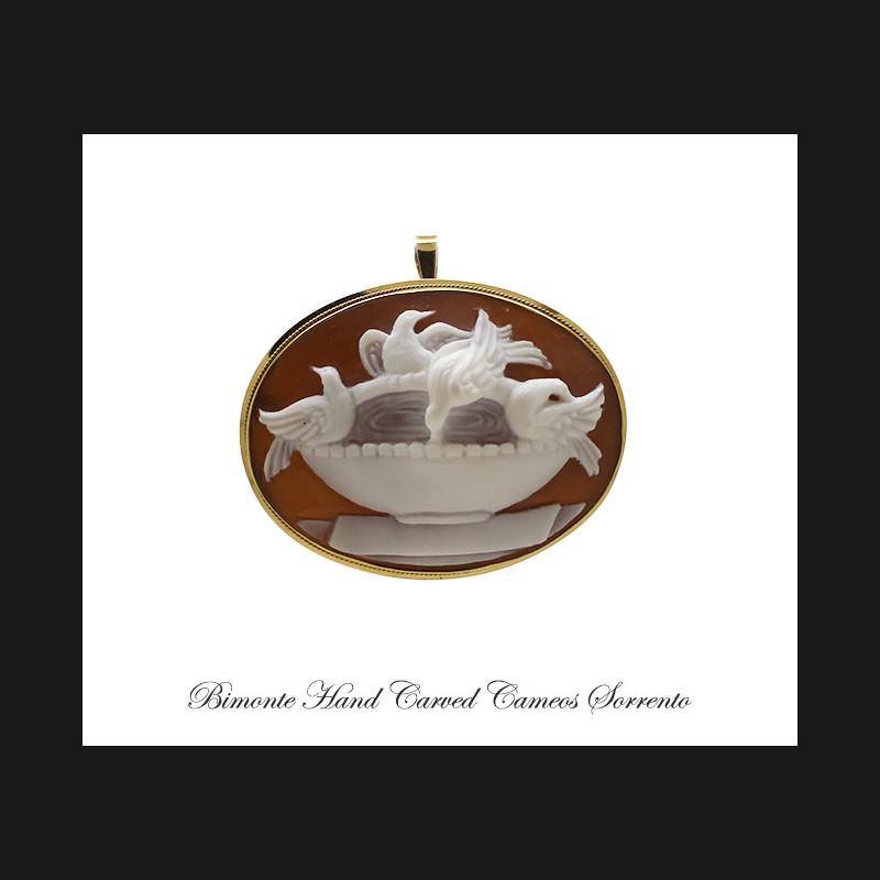 ''Doves'' Cameo Brooch and Pendant