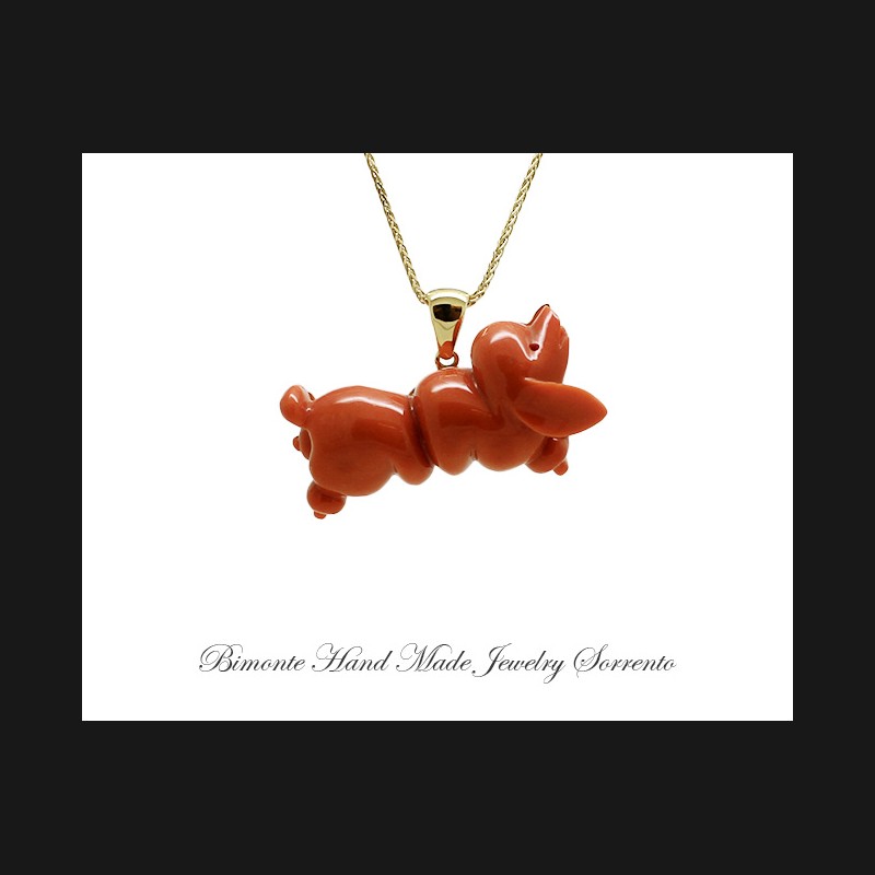 ''Dachshund''Red Coral Necklace