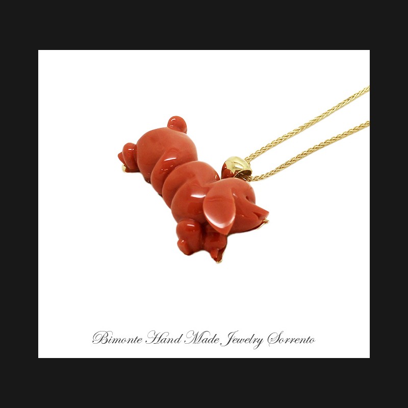 ''Dachshund''Red Coral Necklace