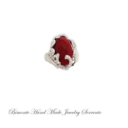 ''Partenope's Ring'' Red Italian Coral Ring