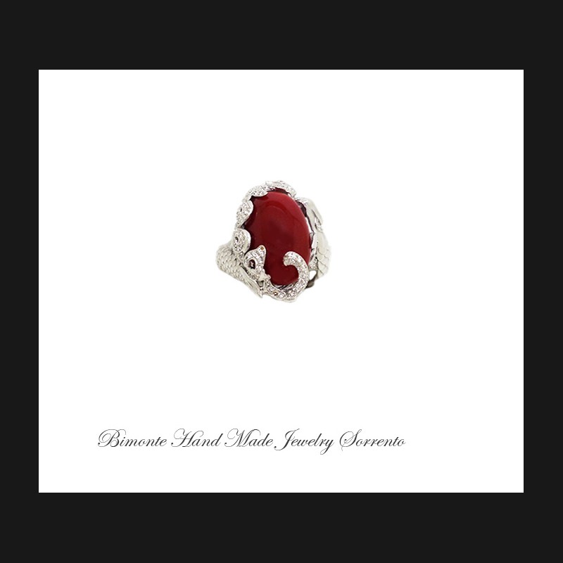 ''Partenope's Ring'' Red Italian Coral Ring