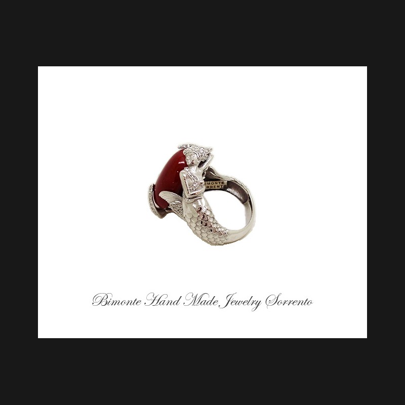 ''Partenope's Ring'' Red Italian Coral Ring