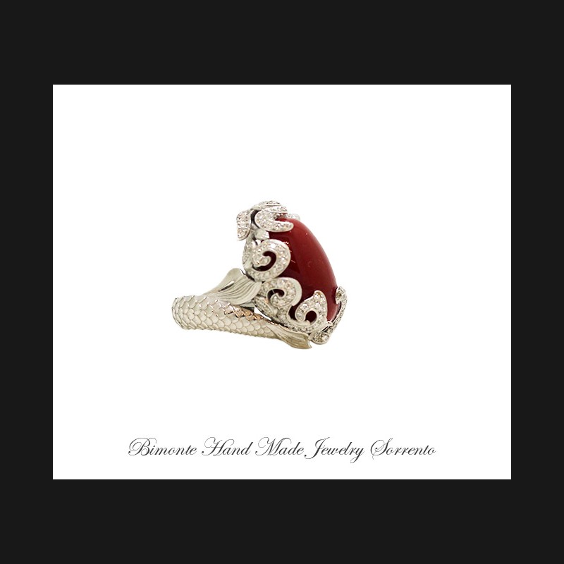 ''Partenope's Ring'' Red Italian Coral Ring