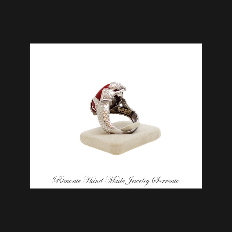 ''Partenope's Ring'' Red Italian Coral Ring