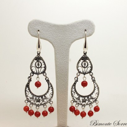 ''Filigrana'' Red Italian Coral Earrings