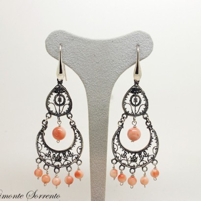 ''Filigrana'' Pink Coral Earrings