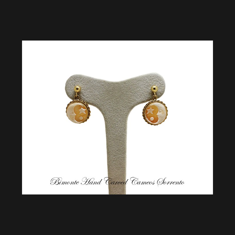 ''Moon & Stars'' Cameo Earrings