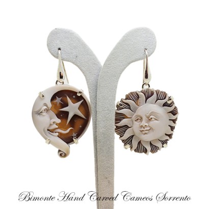 ''Sun&Moon'' Cameo Earrings