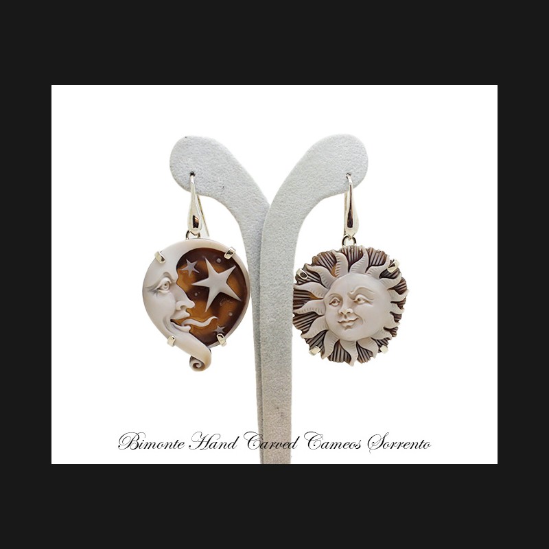 ''Sun&Moon'' Cameo Earrings