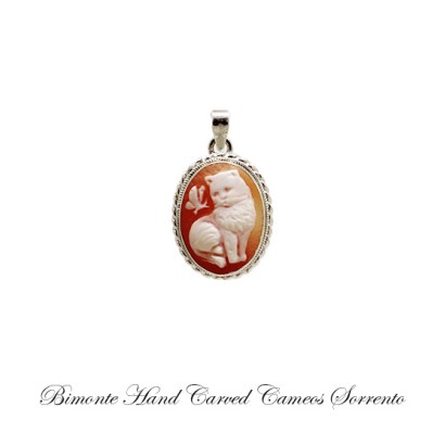 ''Cat & Butterfly'' Cameo Pendant