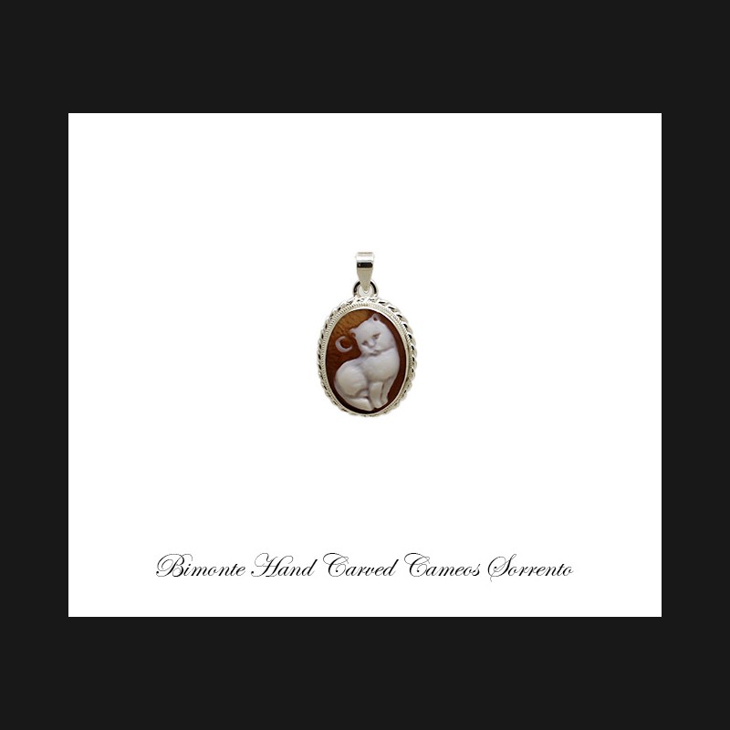 ''Cat & Moon'' Cameo Pendant