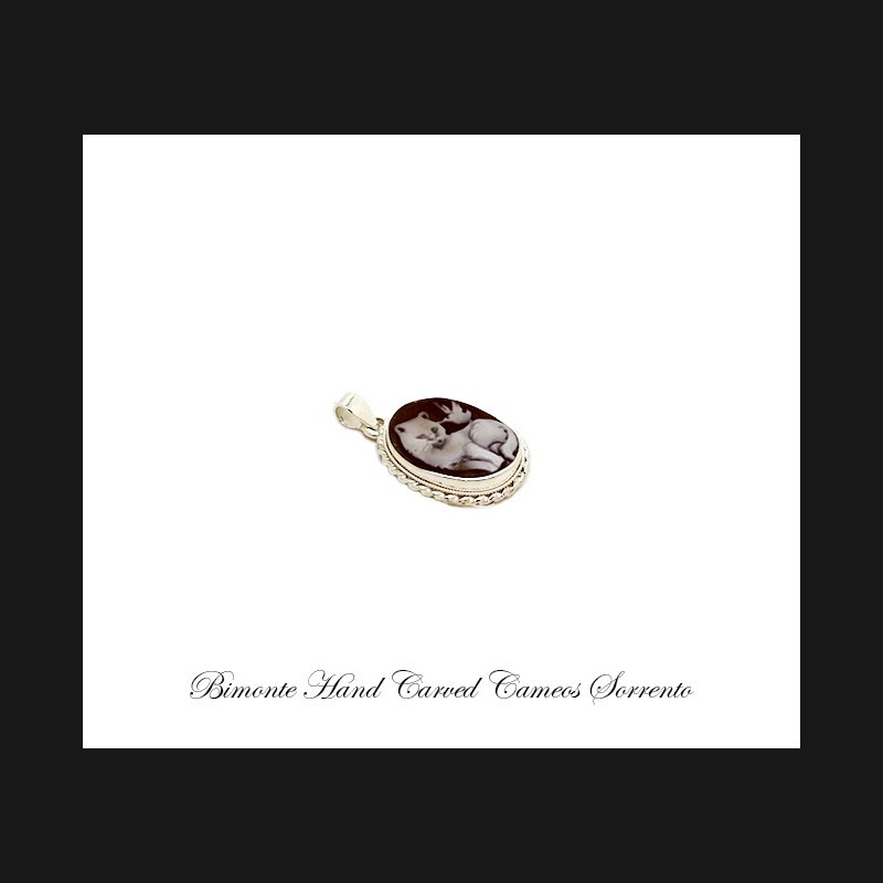 ''Cat & Little Bird'' Cameo Pendant