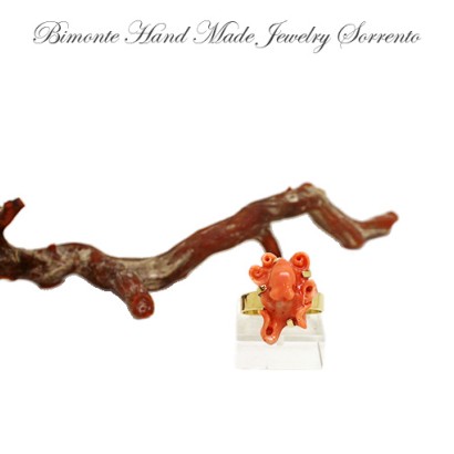 ''Octopus'' Red Coral Ring