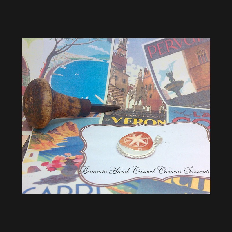 ''Compass Rose'' Cameo Pendant