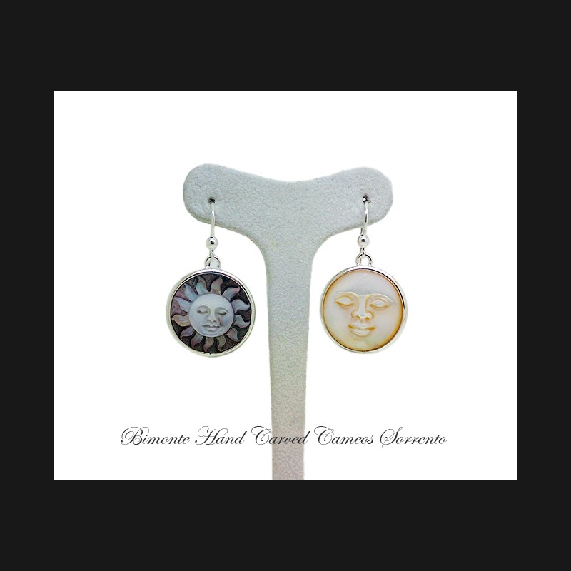 ''Sun & Moon'' Cameo Earrings