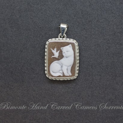 "Cat And The Bird" Cameo Pendant