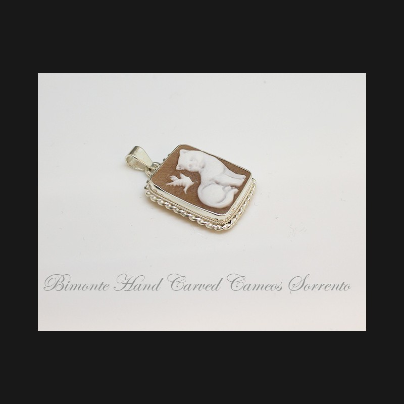 "Cat And The Bird" Cameo Pendant