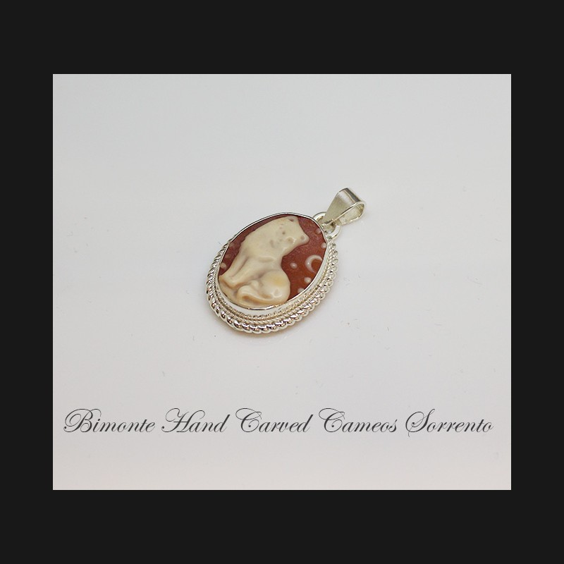 "Cat And The Moon"Cameo Pendant